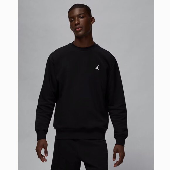 Jordan Brooklyn Fleece Mens Crew-Neck Sweatshirt Black - Picture 10 of 14